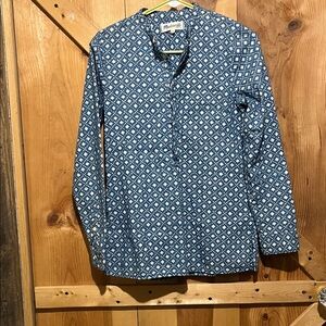 Madewell Chambray Denim Floralstamp Pullover Tunic